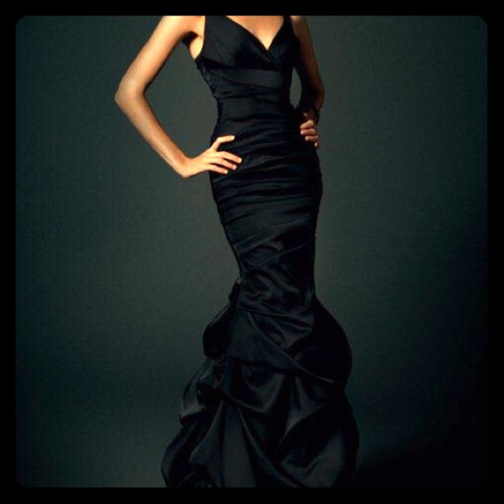 Dalia MacPhee Ruched Tiered Mermaid Gown, size 2